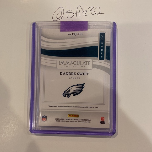 Eagles D’Andre Swift Immac patch /99 - Picture 2 of 2